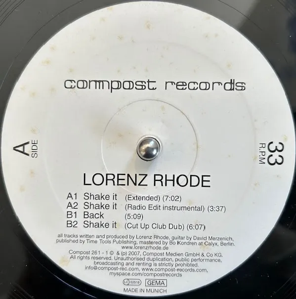 LORENZ RHODE / SHAKE ITのアナログレコードジャケット (準備中)