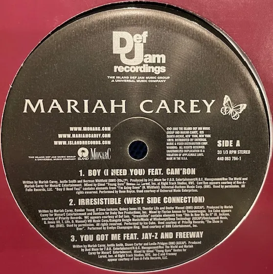 MARIAH CAREY / BOY (I NEED YOU) / IRRESISTIBLE / Yのアナログレコードジャケット (準備中)