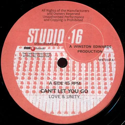 LOVE & UNITY / CAN'T LET YOU GO (REISSUE)のアナログレコードジャケット (準備中)