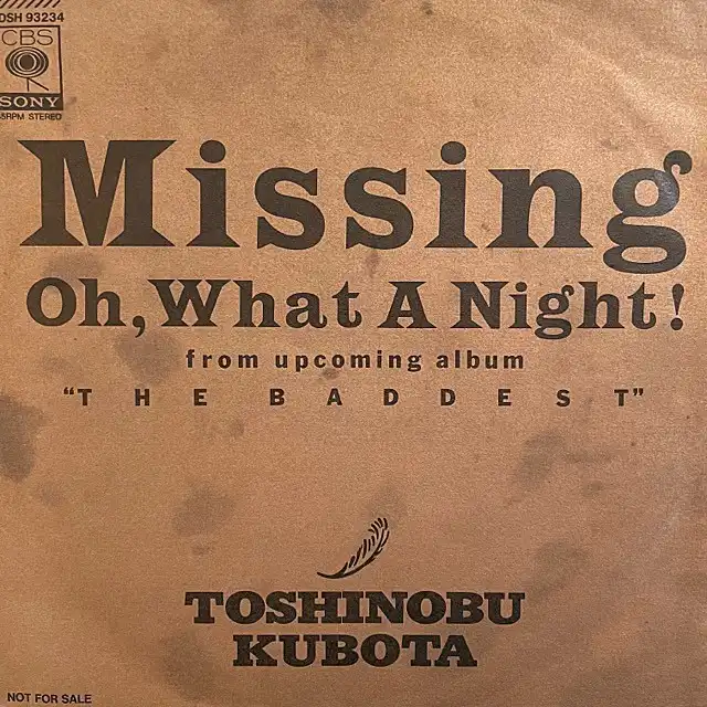 TOSHINOBU KUBOTA（久保田利伸） / MISSING [7inch - XDSH 93234 